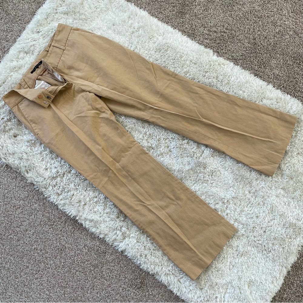 Theory Camel Pinstripe Wide Flare Bootcut Trousers Y2K